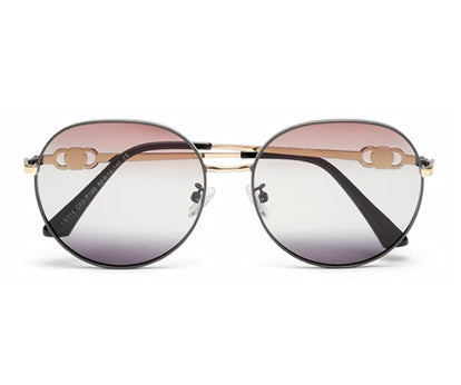 Gradient Brown Round UV Protection Sunglass for Women