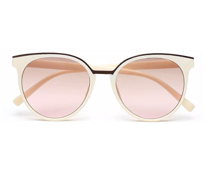 Beige Oval UV Sunglass for Women
