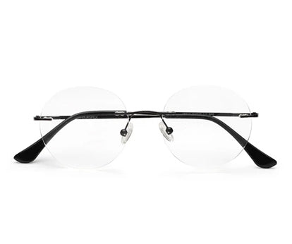 Rimless Black Round Spectacle Frames