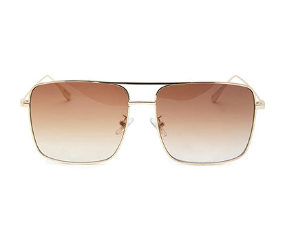 Gradual Brown Square Shaped Golden Frame UV Sunglass for Men & Women