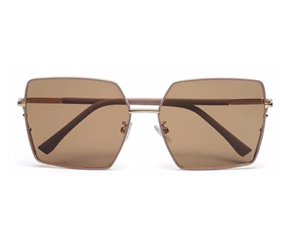 Light Brown Large Square UV Protection Sunglass for Women