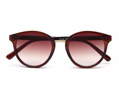 Dark Brown Oval Full Rim Acetate Frame Sunglass for Women
