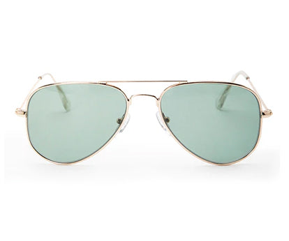 Golden Aviator Style full Rim Metal Sunglasses