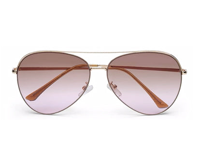 Golden Gradient Brown Pink Aviator UV Sunglass for Men and Women