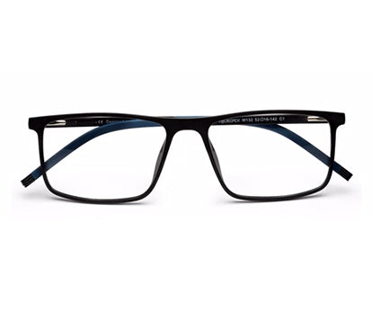 Unisex Rectangular Matte Black and Blue Optical Frame
