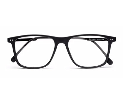 Black Matte Full-Rim Rectangle Glasses for Men & Women