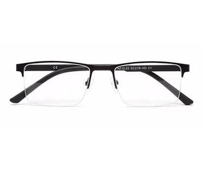 BLACK HALF RIM RECTANGULAR EYEGLASSES FOR MEN
