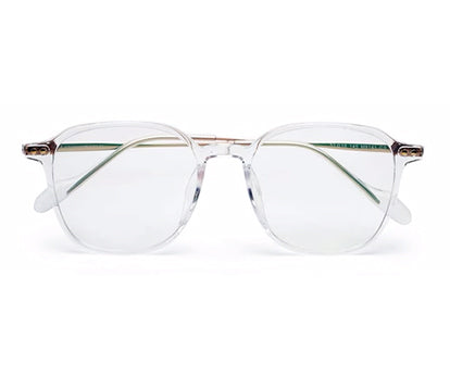 Square Shaped Stylish Transparent Glasses with Golden Temples