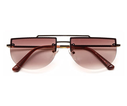 Gradient Brown Half Oval UV Sunglass