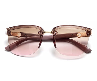 Brown Clubmaster Half Rim with Gradient Brown UV Sunglasses for Women