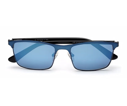 Trendy Glossy Blue Sunglass with Blue Mirror Lens