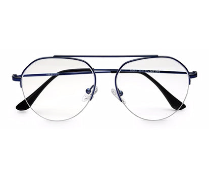 Blue Half Rim Round Unisex Sleek Spectacles