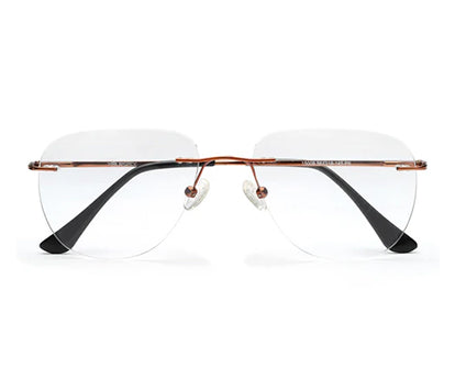 Rimless Square Rose-Gold Spectacles with Circular Edges