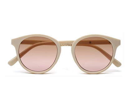 Beige Oval Full Rim Acetate Frame Sunglass for Women
