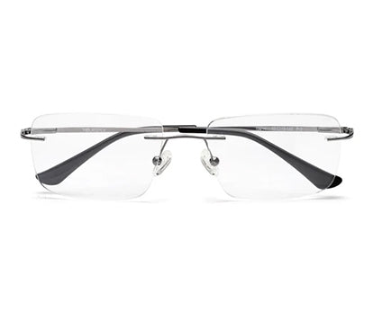 Rimless Metallic Silver Rectangle Spectacles