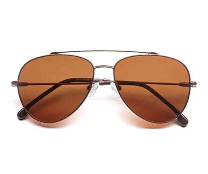 Brown Aviator Full Rim Metal Sunglasses