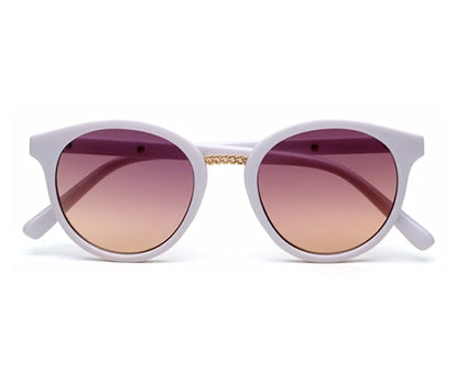 White Oval Full Rim Acetate Frame Sunglass for Women