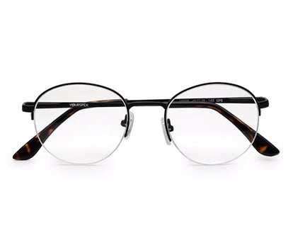 Black Half Rim Round Unisex Sleek Spectacles