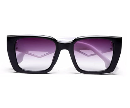White Black Rectangle UV Sunglass for Women