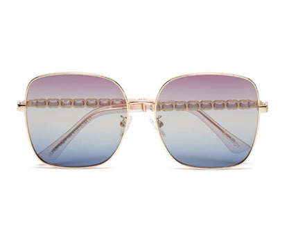 Gradient Purple Blue Oversized Square UV Protection Sunglass for Women