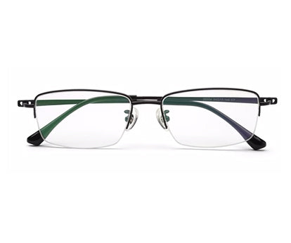Zenith Titanium Half Rim Black Rectangle Glasses for Men