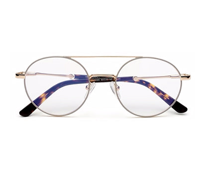 Grey Gold Round Eyeglasses for Men and Women