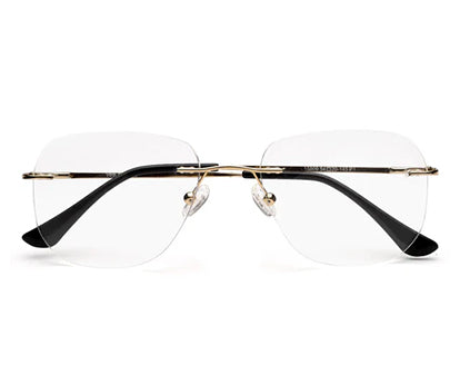 Rimless Square Golden Spectacles with Circular Edges