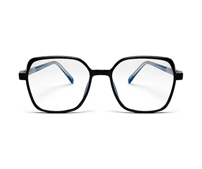 Black Glossy Square Shaped Eyeglasses - Computer Spex (Zero Power)