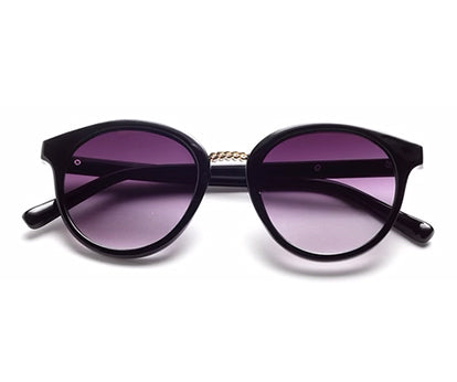 Black Oval Full Rim Acetate Frame with Gradient Grey UV Sunglass for Women