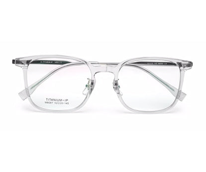 Titanium Transparent Silver Square Eyeglasses