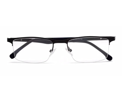Black Rectangle Half-Rim Glasses for Men