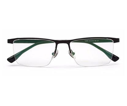 Zenith Titanium Half Rim Black Glasses with Edgy Cuts