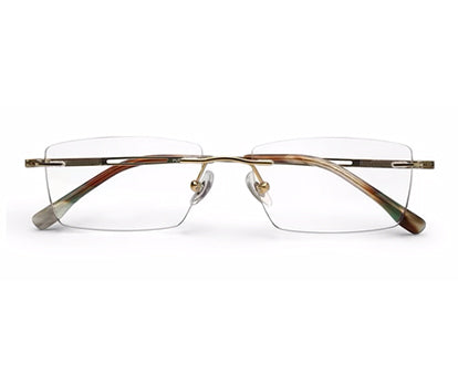 Zenith Titanium Specs without Rim with Golden Brown Temple for Men