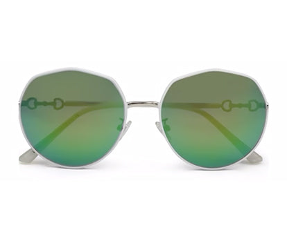 Blue-Green Mirrored Oval 400UV Protected Sunglasses For Women
