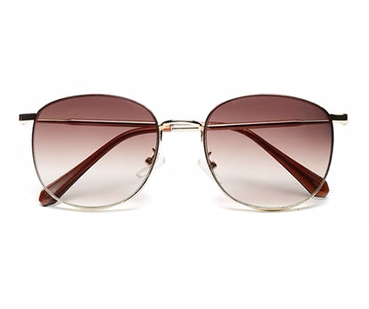 Gradual Brown Oval Shaped Sunglasses Metal Frame for Women