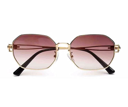 Golden Brown Hexagon Sunglasses for Men & Women