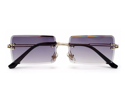 Gradient Purple Rimless Rectangle Sunglass for Men and Women