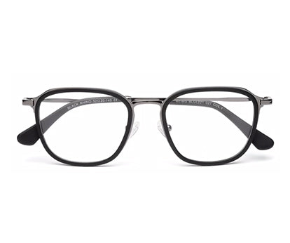 Black Layered Silver Metallic Number Glasses
