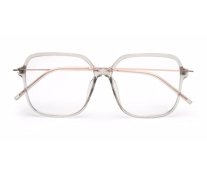 Large Square Transparent Glasses Mens with Rose Gold Temple