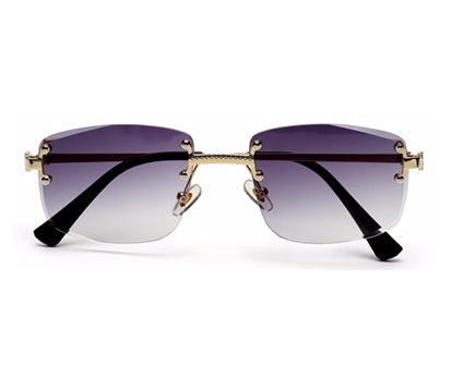 Gradient Purple Rectangle Rimless Sunglass for Men and Women