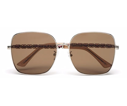 Brown Large Square UV Protection Sunglasses for Women