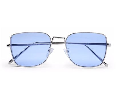 Blue Metal Square UV Sunglass for Women and Men