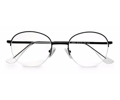 Black Half Rim Round Unisex Sleek Spectacles
