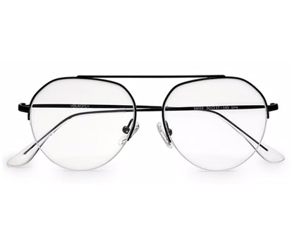 Black Half Rim Round Unisex Sleek Spectacles
