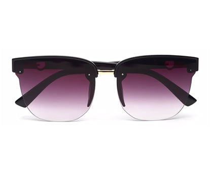 Black Clubmaster Half Rim with Gradient Black UV Sunglasses for Women