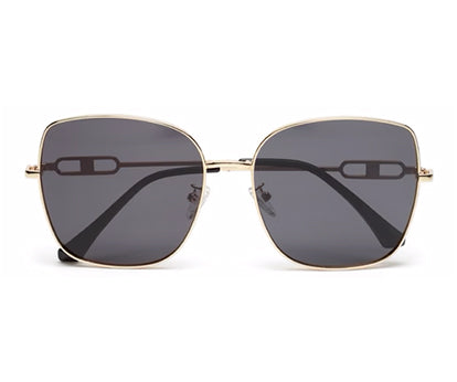 Gold Black Large Square UV Protection Sunglass for Women