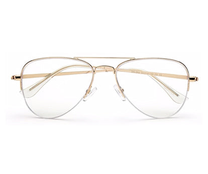 Gold Half-Rim Aviator Eyeglasses for Men and Women