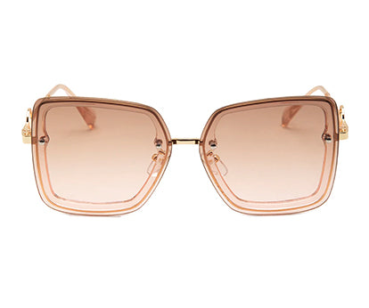 Gradual Brown Pink Square Shaped UV Sunglass