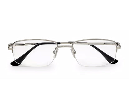 Silver Half Rim Rectangle Unisex Sleek Spectacles