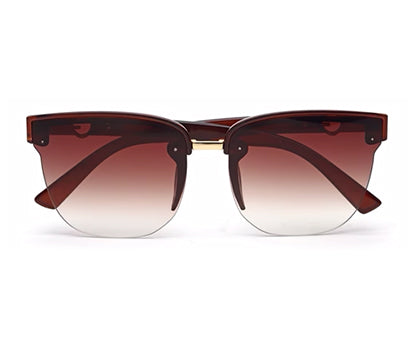 Dark Brown Clubmaster Half Rim with Gradient Black UV Sunglasses for Women
